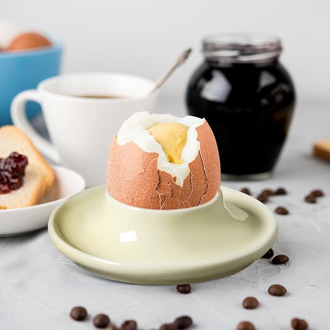 Cinf 6Pack Ceramic Macaron Egg Holder Breakfast Easter Gift for Hard and Soft Eggs