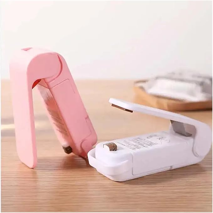 Sealing Machine, 6pcs Mini Heat Bag Packaging Sealer Portable Plastic Bag Clip Sealing Machine Food Storage Sealer Snack Sealer Kitchen Helper(Pink)
