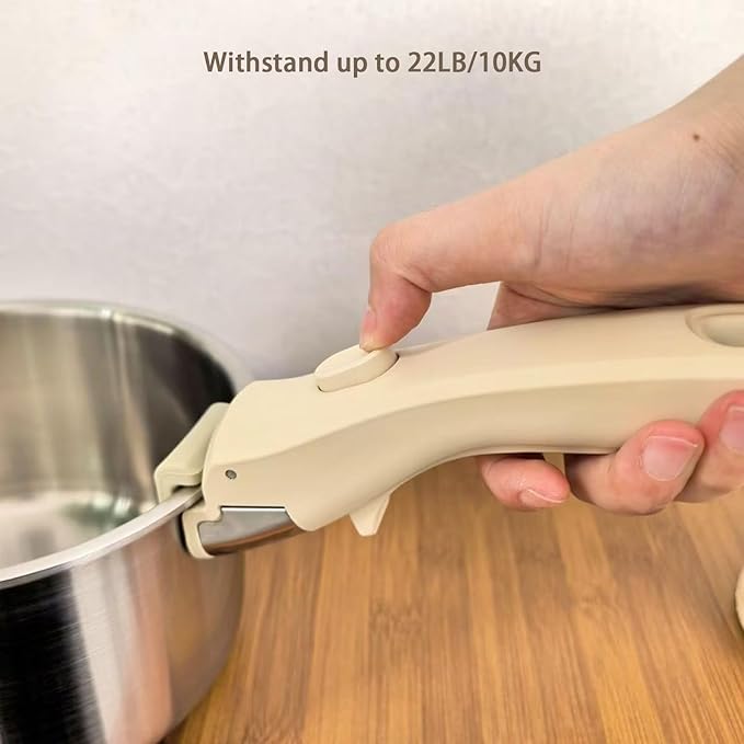 2 PC Removable Pot Handle Cream White, Universal Pan Handle, Replacement Handle for Pots and Pans, Fits All Cookware, Durable & Heat-Resistant