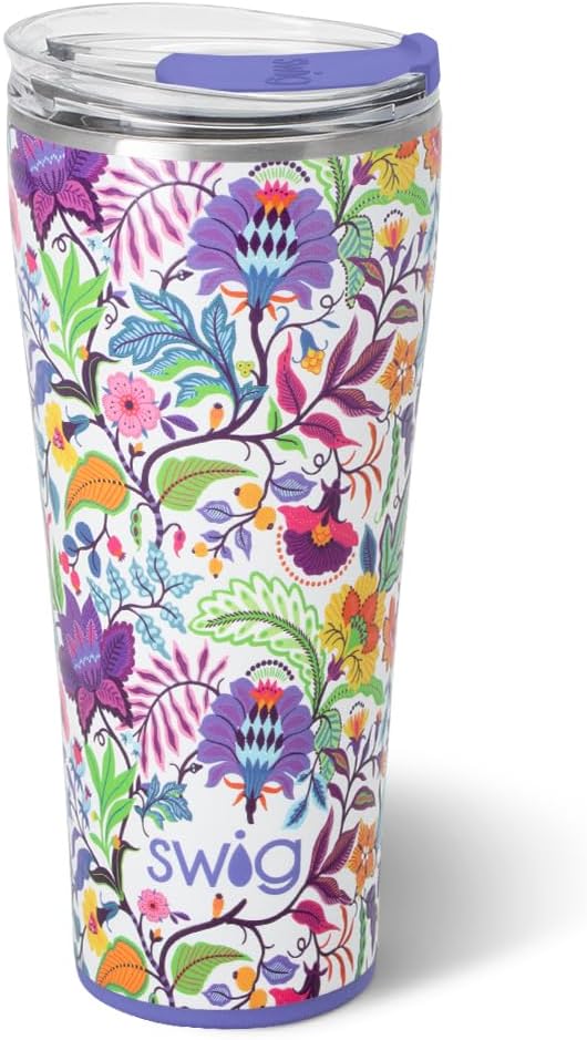 Swig Life 32oz Insulated Tumbler, Travel Coffee Tumbler with Lid, Cup Holder Friendly Travel Coffee Mug, Stainless Steel, 32 oz, Reusable Insulated Mug with Lid (Mystique)