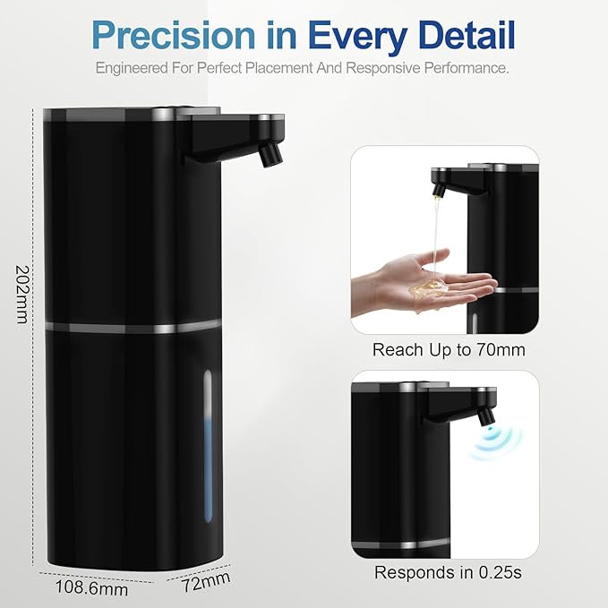 Automatic Liquid Soap Dispenser for Hand Soap & Dish Soap, 9-Level Adjustable Touchless Dispenser with LCD Display, Rechargeable 380mL, Wall Mount or Countertop Use for Kitchen Bathroom