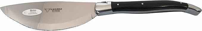 Laguiole en Aubrac Round Solid Maple Pizza Wood Cutting Board for Serving, Chopping or Charcuterie Platter, 35cm / 14-Inch With Pizza Cutter, Ebony Handle