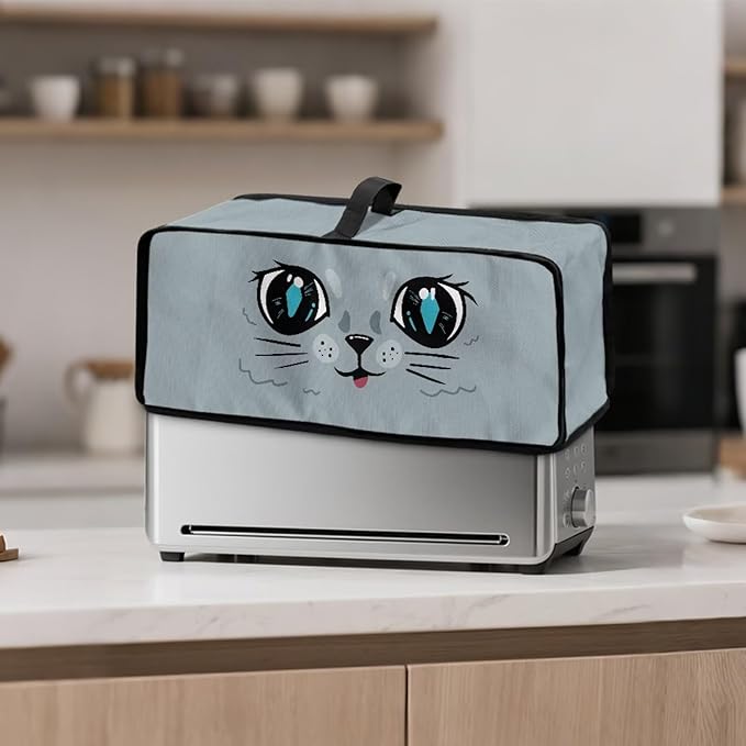CuteToaster Cover 2 Slice Cat Face Covers for Toasters Dustproof Fingerprint Protectors and Greasy Protection, Heat-resistant Kitchen Appliance Covers, Easy to Clean