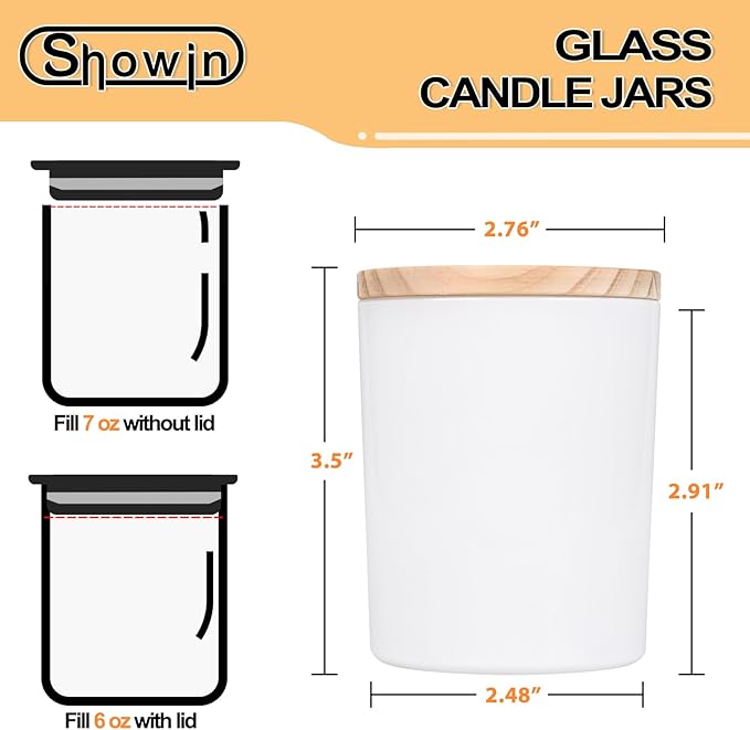 Thick Candle Jars for Making Candles 12 Pcs, 7 OZ Empty Jars with Wood Lids for Candle Making, Sample Container, Light White