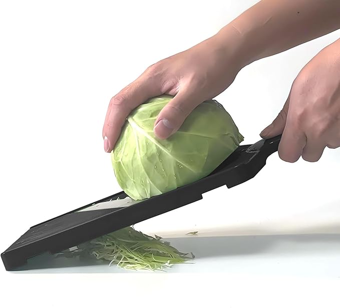 Fixed Thickness Vegetable Slicer – Ultra-Thin Cabbage Shredder for Salads, Jicama Tacos, Onion, Potato Chips – Fine Fluffy Cuts Mandoline Kitchen Tool