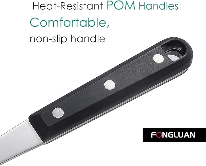 Stainless Steel Cooking Slotted Turner With Heat-resistant BPA-free nylon head Safe for Non-Stick Cookware POM Handles Heavy Duty Kitchen Spatulas For Serving