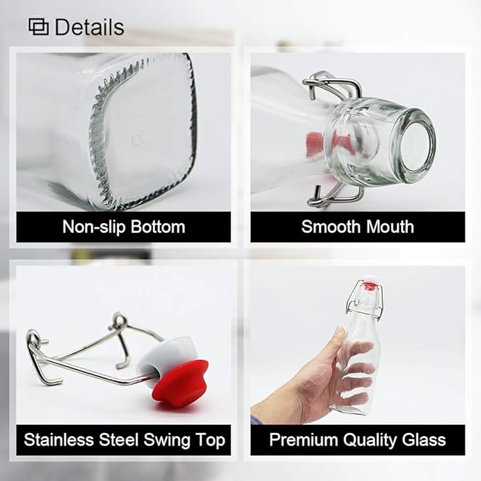 ZEBEIYU Swing Top Glass Bottles 8 oz with Airtight Lids for Home Brewing, Kombucha, Kefir, Vanilla Extract, Beer, Oil, Vinegar, Homemade Juices, Water,Soda Set of 9
