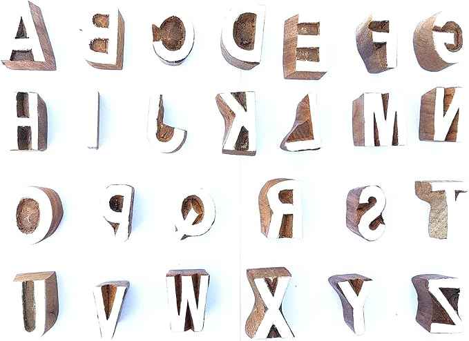 Royal Kraft Alphabet Wooden Block Printing Stamps (Set of 26) Bulk01_25H