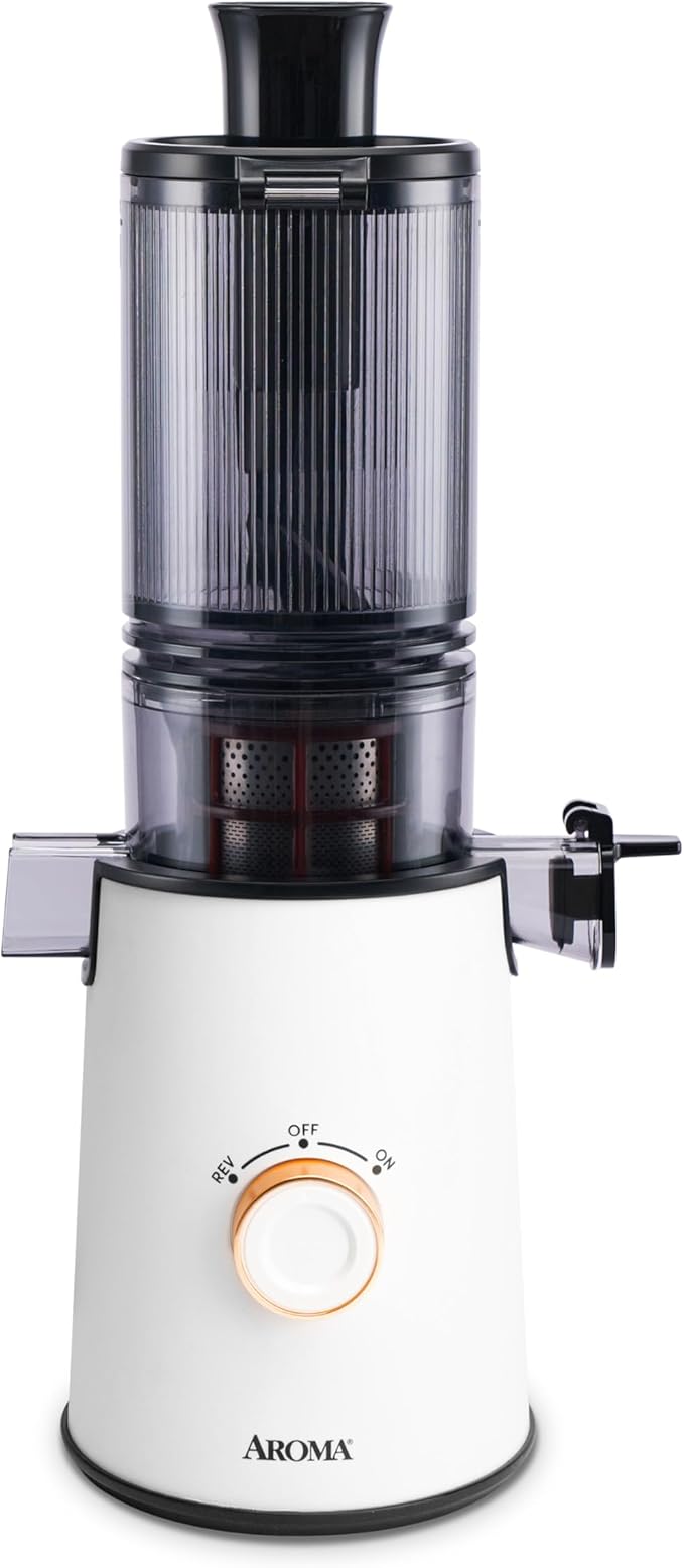 AROMA® Cold Press Juice Machine Slow Masticating Fruit and Vegetable Juicer for Home with Large 4-Inch Feeder and Double Pulp Filter
