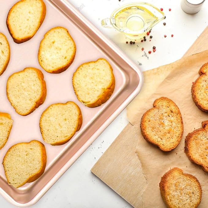 11" x 9" Baking Pans, Cookie Sheets Set of 2, 1.8 Inch Deep Nonstick Toaster Oven Pan Set for Baking, Heavy Duty Carbon Steel Non-toxic Toaster Oven Tray Replacement Cookie Tray for Kitchen Bake