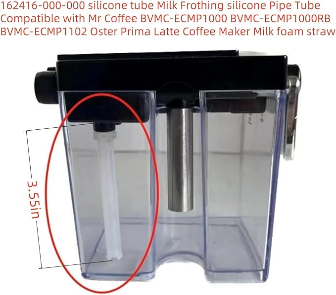 (4 pack) 162416-000-000 Silicone tube Milk Frothing Silicone Pipe Tube Compatible for Mr Coffee BVMC-ECMP1000 BVMC-ECMP1000RB BVMC-ECMP1102 BVMC-ECMP1106 Espresso Maker Milk foam straw