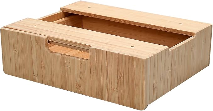 MobileVision Bamboo Mountable Drawer for Under Desk, Office Supply Storage for Pens Pencils Paper & More 9.5 x 7.5 x 2.5 INCHES (Inner Drawer Height: 1.25 IN)