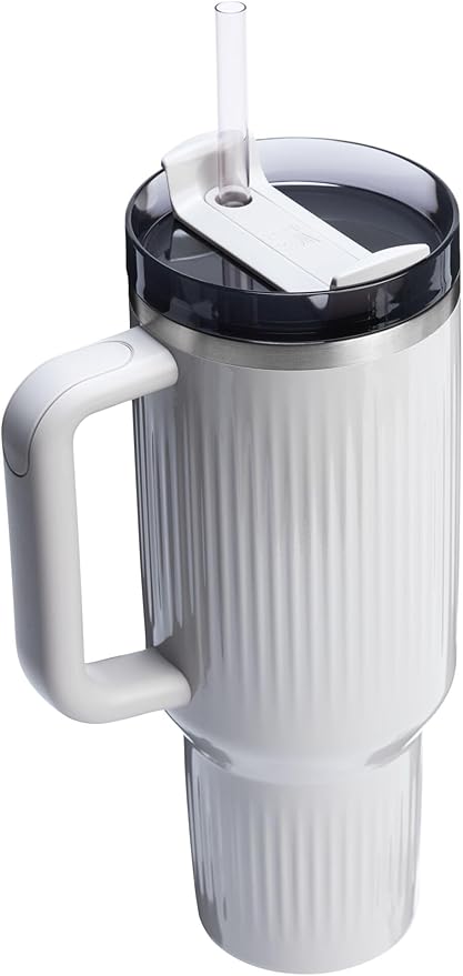 STANLEY Quencher H2.0 Tumbler with Handle and Straw 40 oz | Flowstate 3-Position Lid | Cup Holder Compatible for Travel | Insulated Stainless Steel Cup | BPA-Free | Fluted Ash Gloss