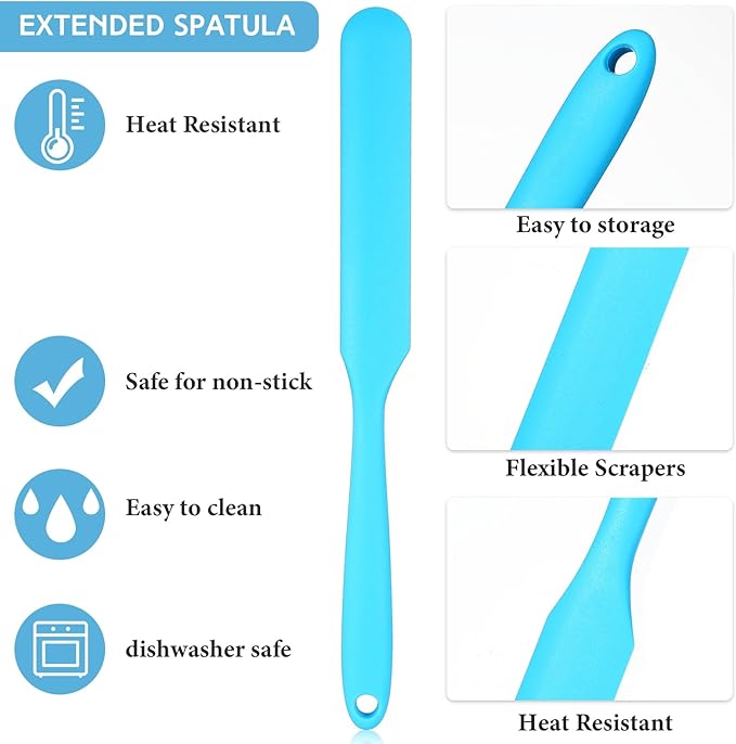 Lasnten 24 Pcs Silicone Spatula Set Heat Resistant Spatula Silicone Flexible Non Stick Jam Scraper with Long Handle Mixing Batter Scraper for Butter Cake Cream Icing Cooking Kitchen Baking