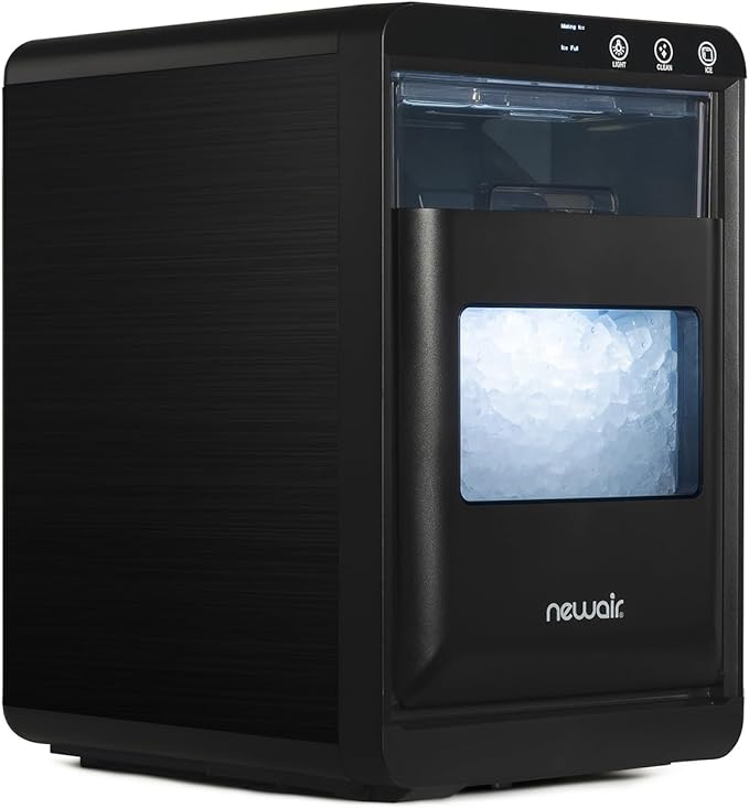 Nugget Ice Maker Countertop | 44 lbs/Day Pebble Ice Machine with Self-Cleaning | Soft Chewable Pebble & Sonic-Style Ice | Black Stainless Steel
