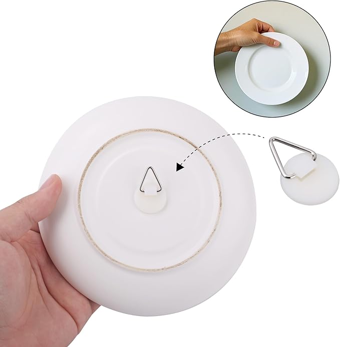 30pcs Adhesive Wall Plate Hangers, Invisible Vertical Plate Holders for Display 0.83 Inch Strong Adhesion Picture Hangers for Decoration Wall Art