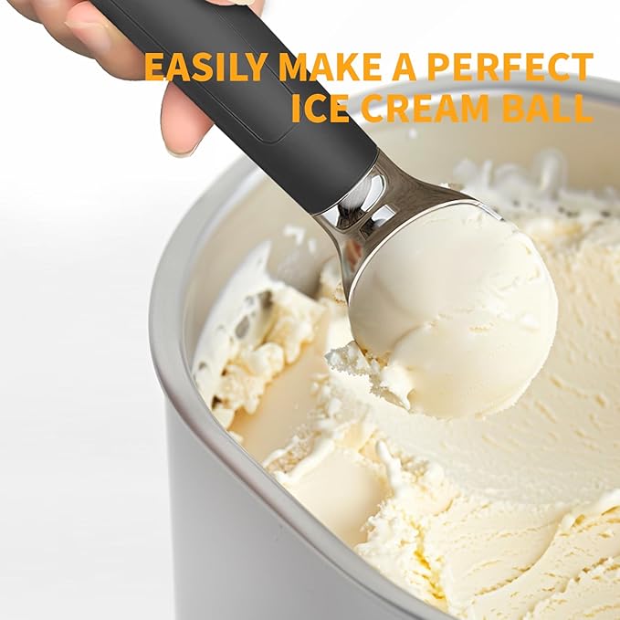 Heated Ice Cream Scoop, Electric Scooper for Hard IceCream, Self Warming Spoon Max to 158℉, Rechargeable Battery, Rust-Proof Metal, Easy to Clean(Black)