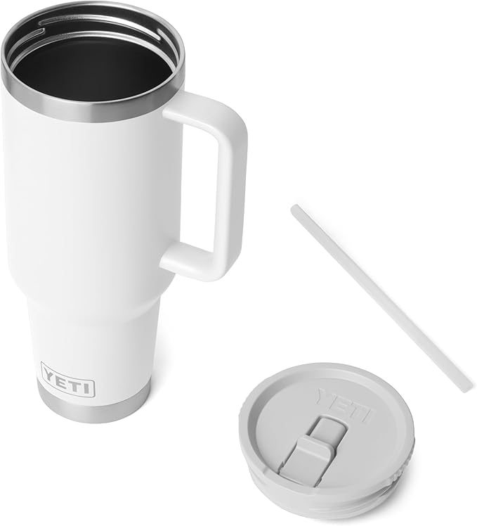 YETI Rambler 40 oz Travel Mug with Flip Straw Lid – Stainless Steel, Vacuum Insulated, Leakproof, Cup Holder Friendly