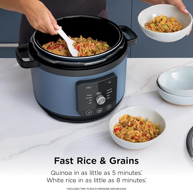 Ninja HyperHeat 9-in-1 6.5-qt Pressure Cooker | Steams, Slow Cooks, Sears, Sautés, Sous Vide, Yogurt & More | With SimpliServe Pot | Powerful 1200-Watt | Blue Macaron | PC201