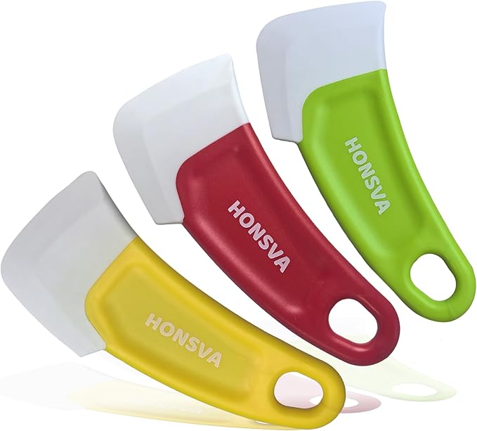 Silicone Dish Scraper to Kitchen Cleaning for Pans, Pots, Bowls, Non-stick Scraping Spatulas Tool,3 Pcs (Yellow, Green and Red)