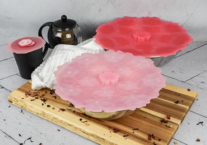 Charles Viancin Silicone Lids - Geranium Silicone Bowl Covers/Airtight Universal Pan Lids (9 Inch Light Pink)