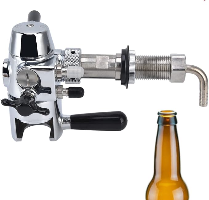 Beer Bottle Filler, No Foam Counter Pressure Bottle Filler with Removable Clip Lock 304 Stainless Steel Fast Filling Glass Bottle Filling Tool for Beer & Wine