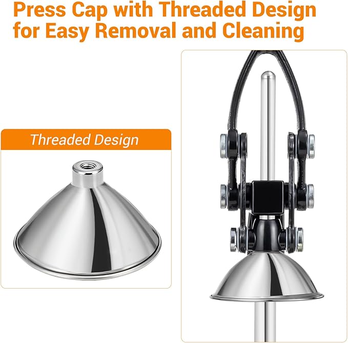 TONGCHANT Cast Iron Juicer, 17" Tall Heavy Duty Citrus Press with Stable Flat Base | Manual Hand Press Juicer for Lemon Lime Pomegranate, Easy to Clean, Stainless Steel Cup, Black
