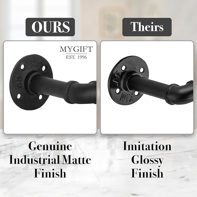 MyGift Paper Towel Holder Under Cabinet Paper Towel Holder Wall Mount, Industrial Pipe Matte Black Hanging Kitchen Towel Rack