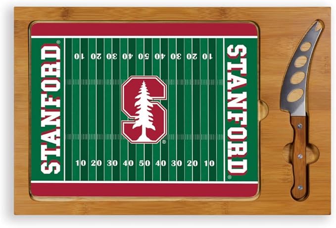 PICNIC TIME NCAA Icon Glass Top Cutting Board & Knife Set, Cheese Boards Charcuterie Boards, Serving Platter, (Parawood & Bamboo)