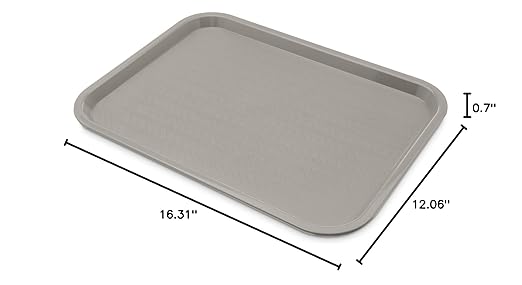 Carlisle FoodService Products Cafe Fast Food Cafeteria Tray with Patterned Surface for Cafeterias, Fast Food, And Dining Room, Plastic, 16.31 X 12.06 X 0.7 Inches, Gray, (Pack of 24)