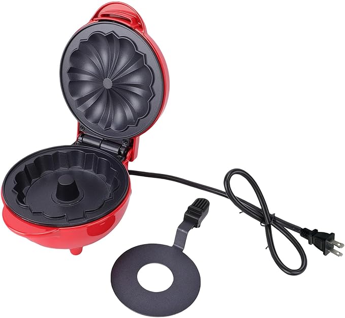Diydeg Cake Maker Machine, 550W Double Sided Heating Non Stick Coating Donut Maker with Indicator Light, Electric Food Waffle Maker for Breakfast Snacks Desserts, Gift for Bakers (US Plug 110V)