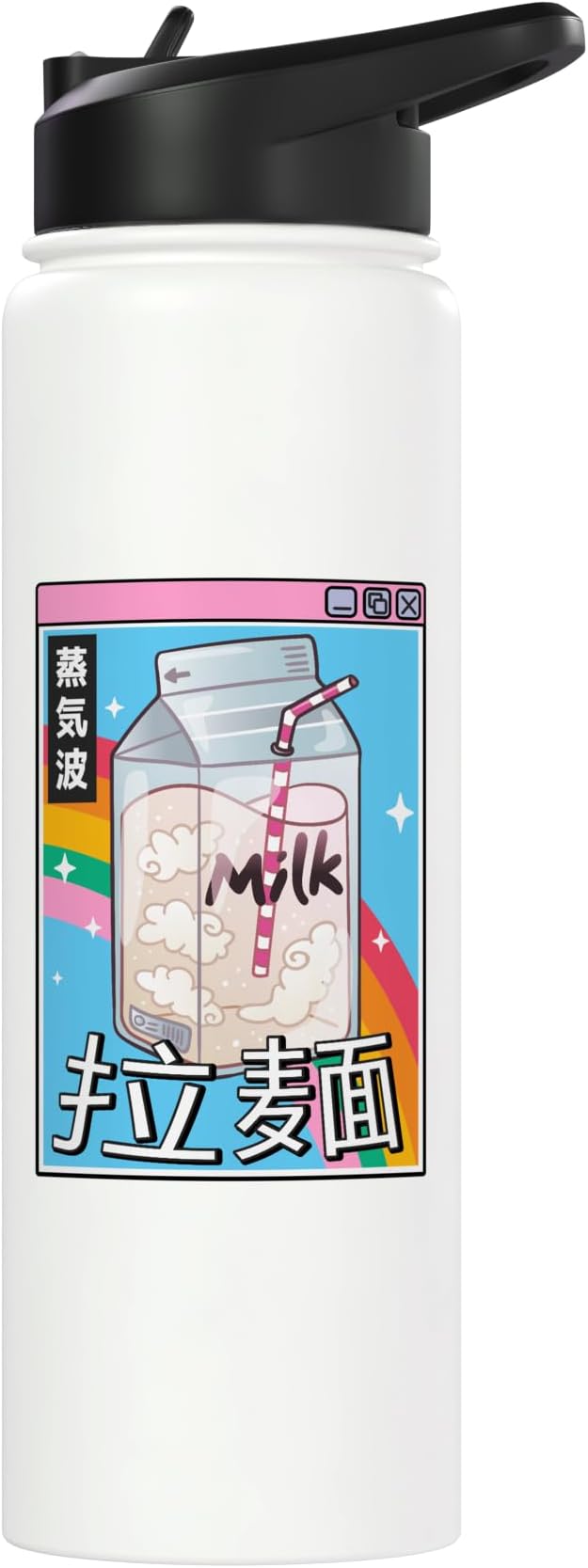 Japan Milk Carton Kawaii Rainbow Vaporwave Aesthetic Anime Stainless Steel Insulated Water Bottle