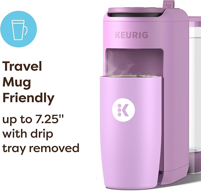Keurig K-Mini Mate Plus Single-Serve K-Cup Pod Coffee Maker, Compact, 3 Cup Sizes, Brew Over Ice and Strong Button Features, 50 oz Removable Reservoir, Wild Orchid