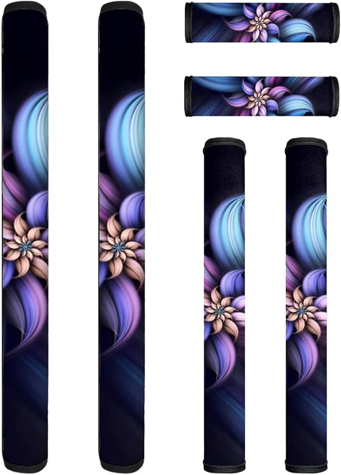 Refrigerator Door Handle Covers Set of 6, Antiskid Protector for Fridge Oven Dishwasher Keep Your Kitchen Appliance Clean from Smudges, Food Stains, Fashion Flower Bluish Violet