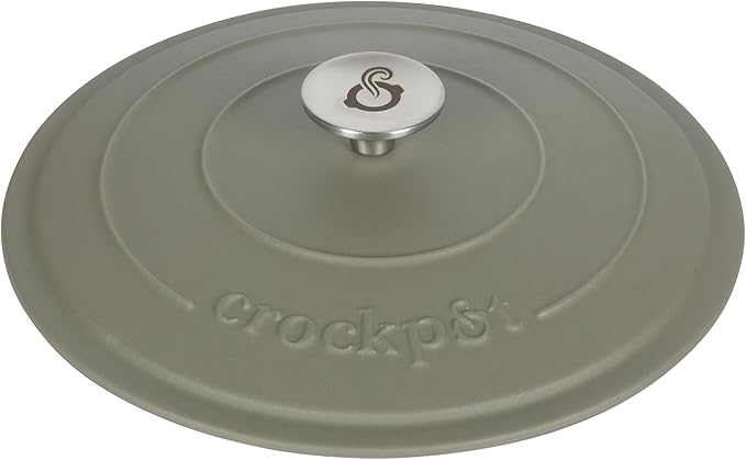 Crock-Pot Artisan 5-Quart Round Cast Iron Dutch Oven with Lid – Matte Green, Durable Oven Safe Cookware