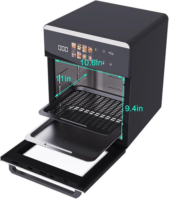 18QT Large Air Fryer Oven with Touch Screen Display, 10-in-1 Air Fry, Roast, Bake, Broil, Dry, Frozen, Proof Combo with Window, Family-Size, Multi-Function, Healthy Cooking 120V
