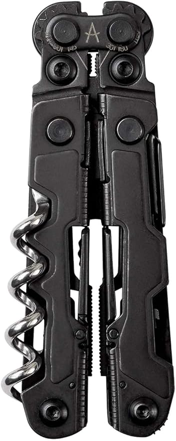 SOG PowerLitre Mini Utility Multi-Tool w/ 19 Lightweight Tools, Compact 5 Inch Long Utility Tool with Knife, Screwdriver, Hex Bit Holder, Black