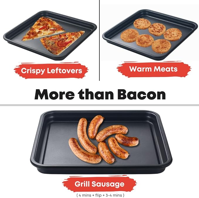 MACONEE Microwave Grill & Bacon Crisper - Panini Press, Sandwich Maker, and Crisping Tray for Fast, Crispy Meals