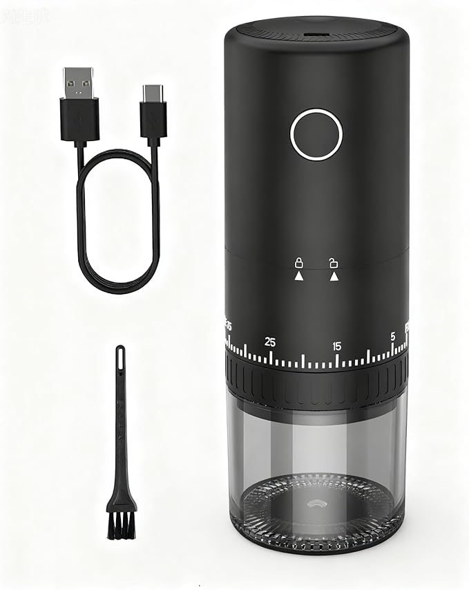 CEVING First Grind-While-Charging Rechargeable Coffee Grinder, 1.7X Faster Grinding with 38 External Adjustable Settings, Conical Ceramic Burrs & 2000mAh Battery, Portable for Travel, Camping, etc.