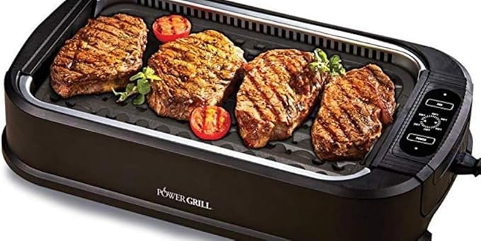 Smokeless Indoor Electric Grill With Tempered Lid Interchangeable Griddle Plate OPEN BOX
