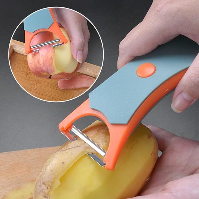 2 In 1 Fruit Peeler,Peeling and shredding Vegetables Potato Vegetable Peeler Carbon Steel Blade,Multi Function Stainless Steel Vegetable Peeler with Straight and Serrated Blades (A+B)