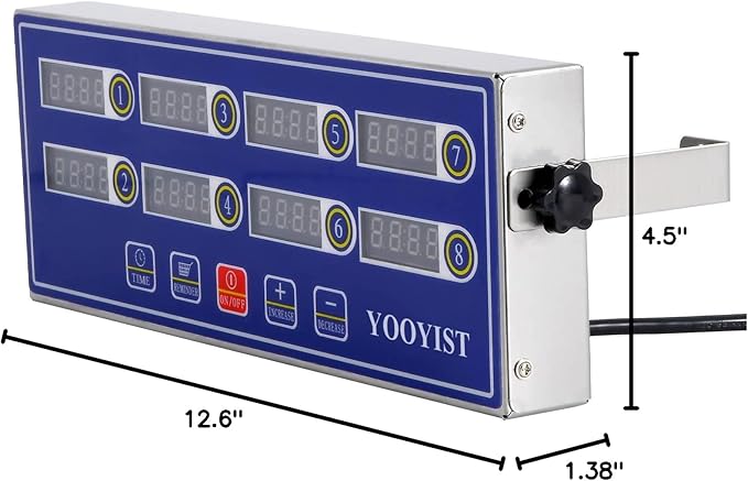 Professional Commercial 8 Channel Multiple Kitchen Timers Digital Calculagraph Programmable Loud for Restaurant Food Fryer Baking Cooking Stainless Steel Heavy Duty.