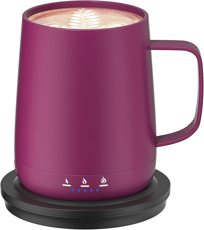 Smart Self Heating Coffee Mug,14oz Temperature Control Coffee Mug,Hot up to 150°F,Rechargeable Heated Coffee Mug,Up to 6H Battery Life,Coffee Cup Warmer,Great Gift for Coffee Lovers,Dad,Mom (Rose Red)