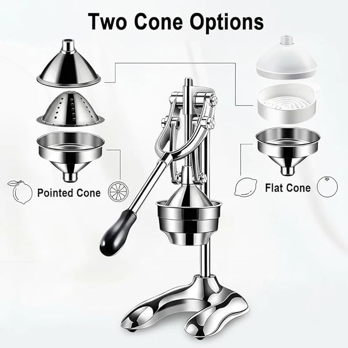Manual Juicer Hand Press - Heavy Duty Stainless Steel Citrus Juicer Squeezer, Commercial Cold Press for Lemon, Orange, Pomegranate, Professional Metal Fruit Juicer, Easy to Clean