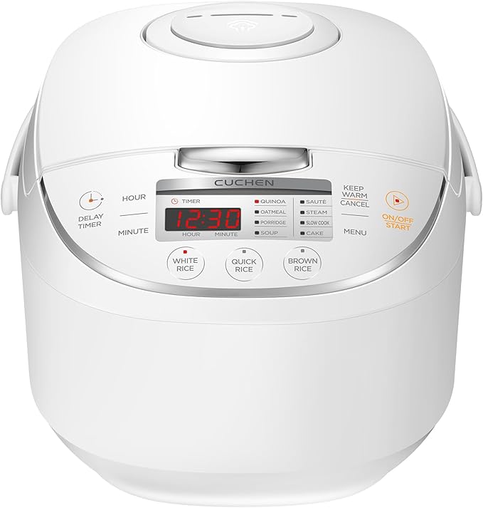 CUCHEN CRM-G0601WUS | 6 Person | Micom Rice Cooker 6 Cup (Uncooked), 1.4Quarts | 12 Cup (Cooked) Slow Cooker and Warmer | Direct Touch control | Nonstick Inner Pot | Delay Timer