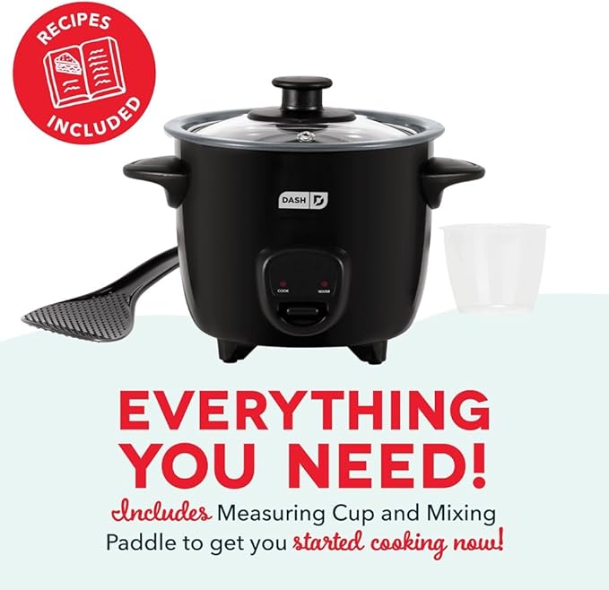 Dash Mini Ceramic Rice Cooker - Designed for Single-Serve Cooking - Compact Rice Cooker with Nonstick Removable Pot, Keep Warm Function & Easy-to-Clean Sleek Design - Black Ceramic