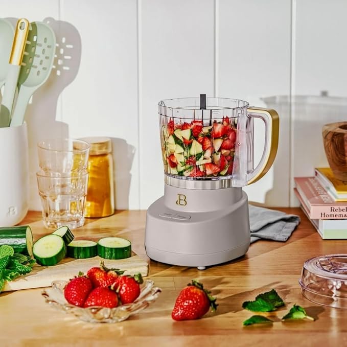 3-Cup Mini Food Chopper 250W with Bowl, Electric Food Processor, Chop & Puree Function, Dishwasher Safe Parts, Safety Lid, Compact Kitchen Appliance (Porcini Taupe)
