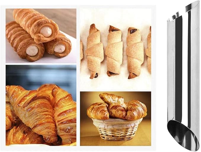 33 Pack Cannoli Forms Tube Set, 10 Cannoli Forms, 10 Large Hones Form Mould 10 Small Croissant Moulds, Brush, Reusable Icing Bag and Long Frosting Tip for Puff Pastry