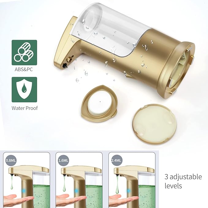 Automatic Soap Dispenser Touchless Sensor - Electric Liquid Soap Dispenser Touch Free with Adjustable Volume Switches for Kitchen Bathroom Countertop Shower Hotel