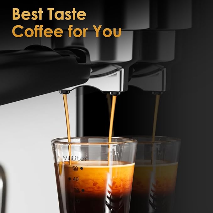 Geek Chef Espresso Machine with Milk Frother, 20 Bar Automatic Espresso Maker, Fast Heating Coffee Maker for Cappuccino, Latte & Iced Coffee, Easy to Use & Clean, for Home Barista